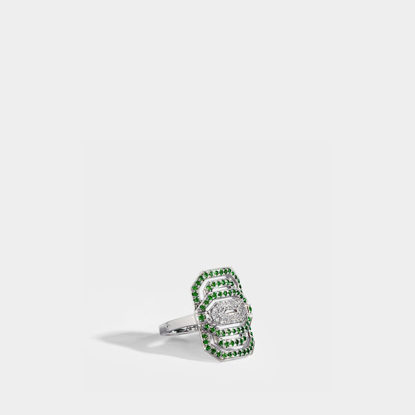 Bague My Way en argent noir, tsavorites et diamants