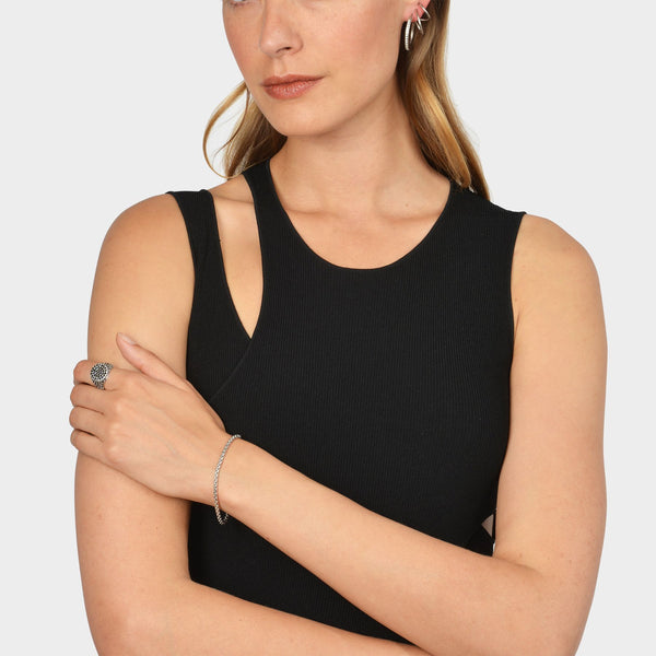 Bague Cocktail Ovale en Argent et Saphirs