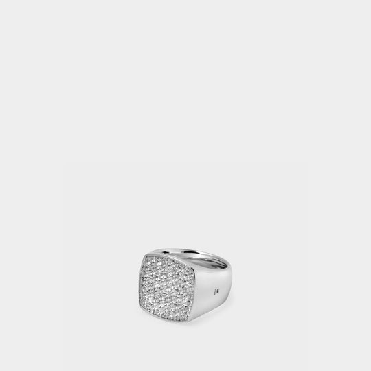 Bague Pinkie Cushion White Topaze en Argent et Topaze Blanche