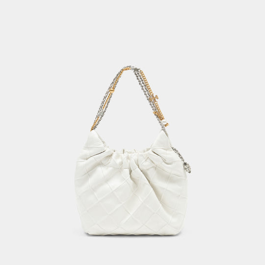 Sac À Bandoulière Fleming Distressed Mini - Tory Burch - Cuir - Blanc