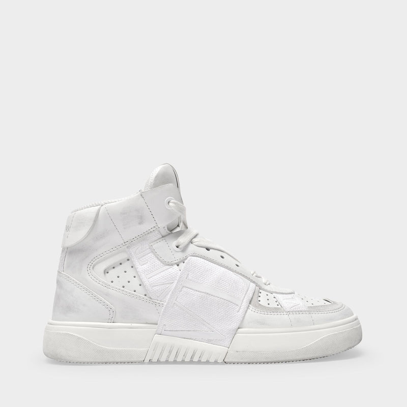 Sneakers High-Top en Cuir Blanc