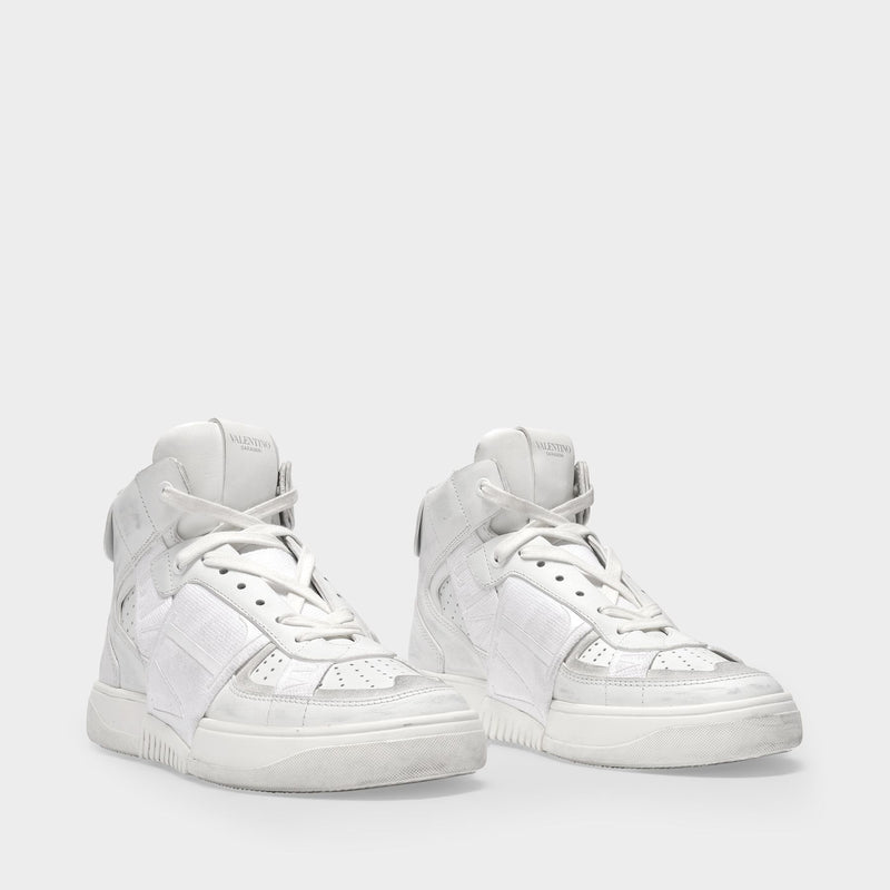Sneakers High-Top en Cuir Blanc