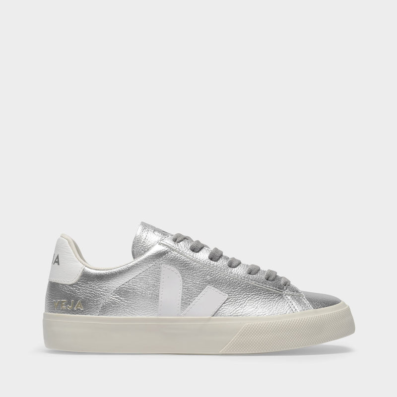 Sneakers Campo en Cuir Chromefree Argent et Blanc