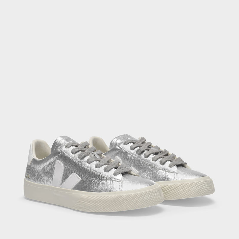 Sneakers Campo en Cuir Chromefree Argent et Blanc