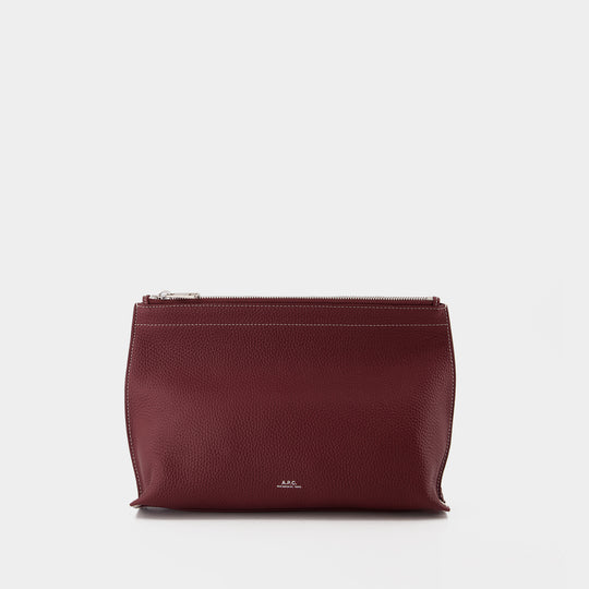 Pochette Le Neige Clou - A.P.C. - Cuir - Bordeaux