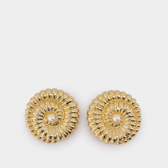 Boucles D'oreilles Pearl Shell - SELF PORTRAIT - Métal - Doré