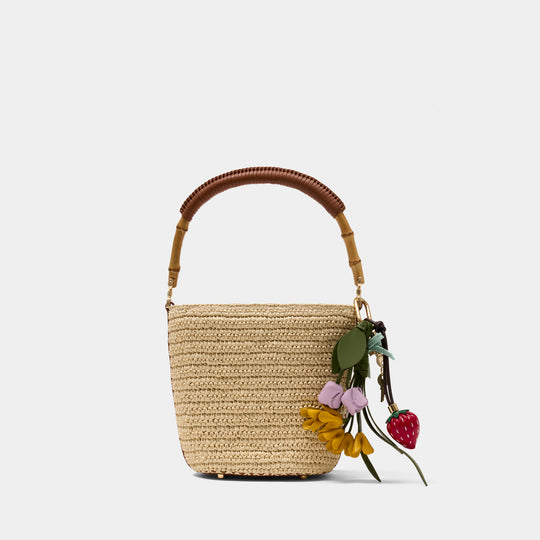 Sac À Main Charm Bucket - SELF PORTRAIT - Raphia - Beige