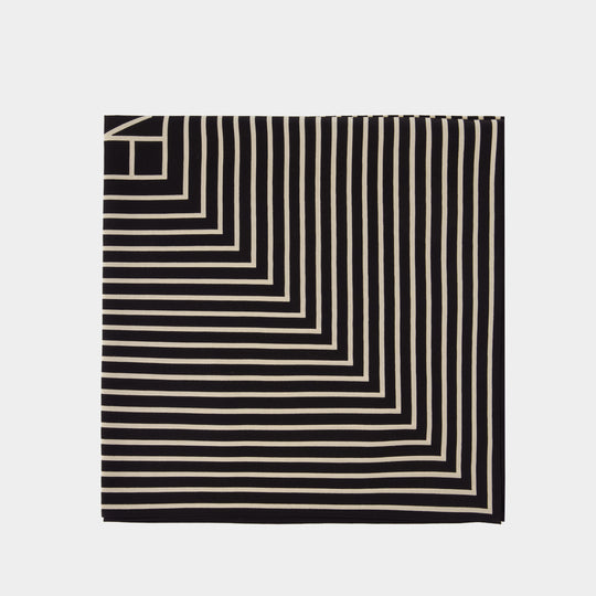 Écharpe Signature Monogramme - TOTEME - Soie - Noir