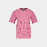 T-Shirt Embroidery Anglais - Ganni - Coton - Rose