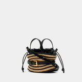 Sac À Main Shuffle Mini - Balmain - Raphia - Beige