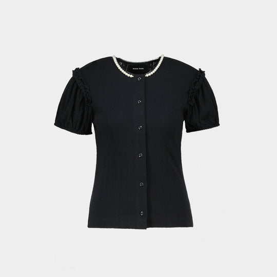 Cardigan Pointelle Puff Sleeve - Simone Rocha - Synthétique - Noir