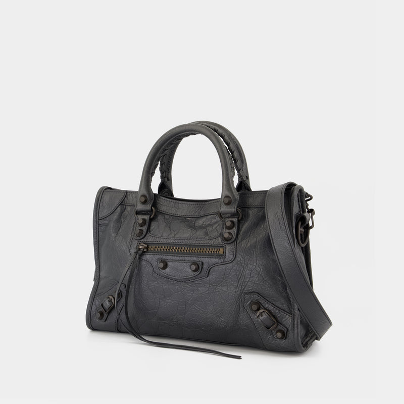Sac À Main Le City Small - Balenciaga - Cuir - Gris