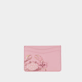 Porte Carte Bou Cute Crabe Print - Ganni - Synthétique - Rose