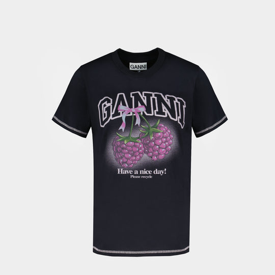 T-Shirt Raspberry - Ganni - Coton - Noir