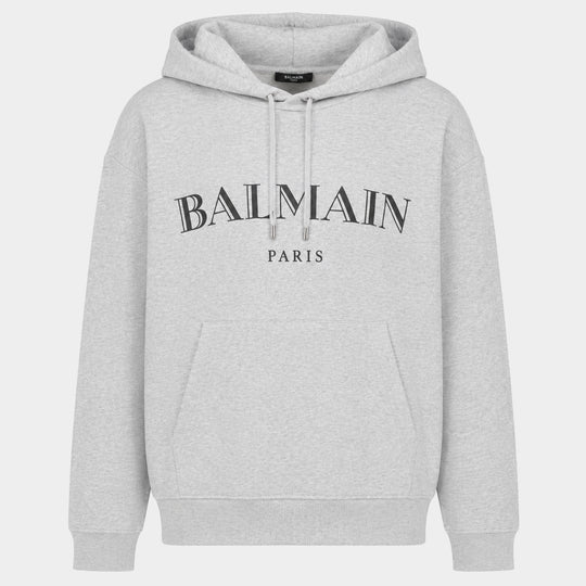 Hoodie Vintage Print - Balmain - Coton - Gris