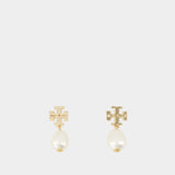 Boucles D'oreilles Moondance Pearl Drop - Tory Burch - Métal - Doré