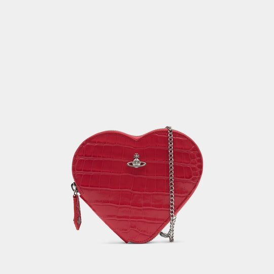 Sac À Bandoulière Heart - Vivienne Westwood - Cuir - Rouge