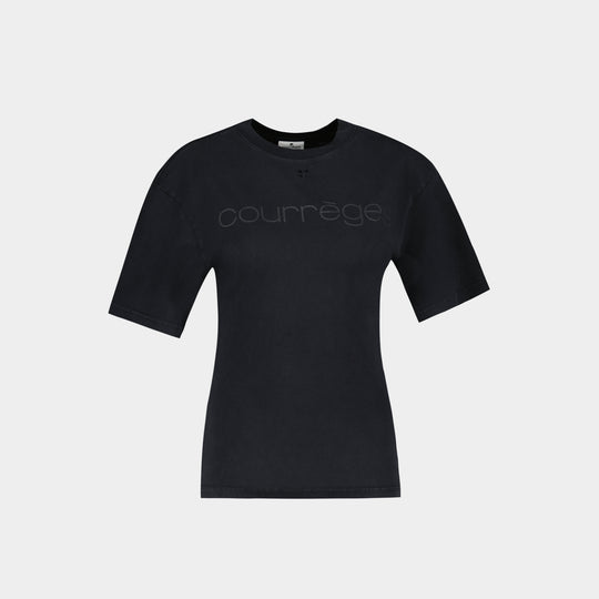 T-Shirt Logo - Courreges - Coton - Noir
