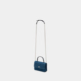 Sac À Main Kira Diamond Mini Top Handle - Tory Burch - Cuir - Bleu