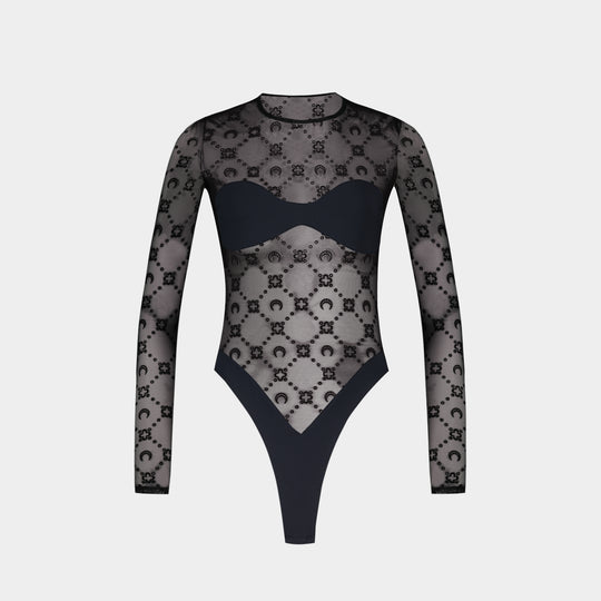 T-Shirt Moonogram Mesh Flock Bodysuit - Marine Serre - Autre - Noir