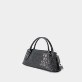Sac À Main Lock Top Handle - Tory Burch - Cuir - Noir