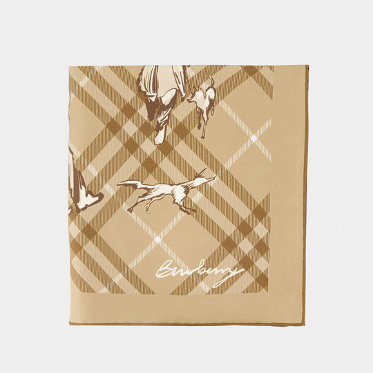 Écharpe 90x90 - Burberry - Soie - Beige