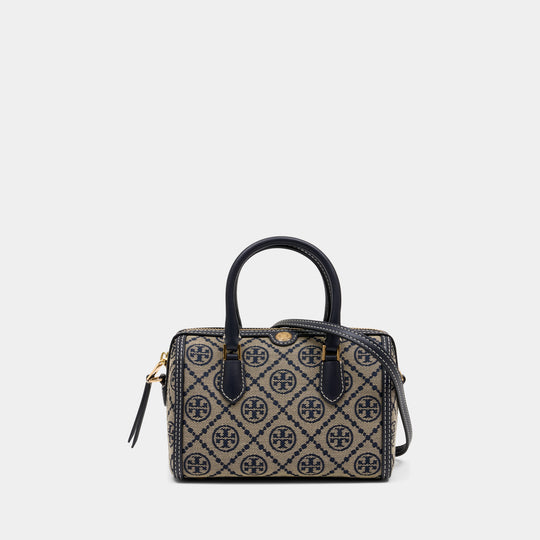 Sac Porté Épaule T-Monogram Petite Barrel - Tory Burch - Cuir - Bleu