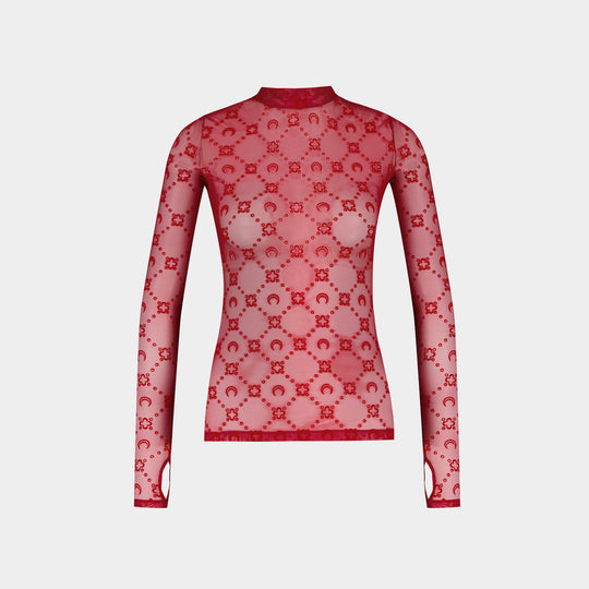Top Monogramme Flock - Marine Serre - Mesh - Rouge