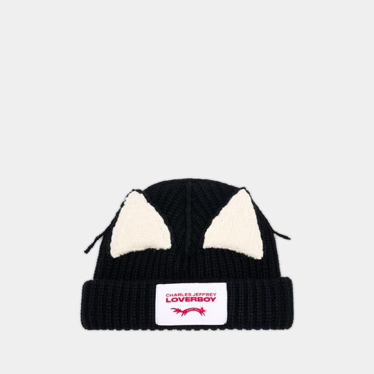 Bonnet Chunky Ears - Charles Jeffrey Loverboy - Laine - Noir