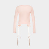 T-Shirt Bow Tail Easy Long Sleeve - Simone Rocha - Synthétique - Rose