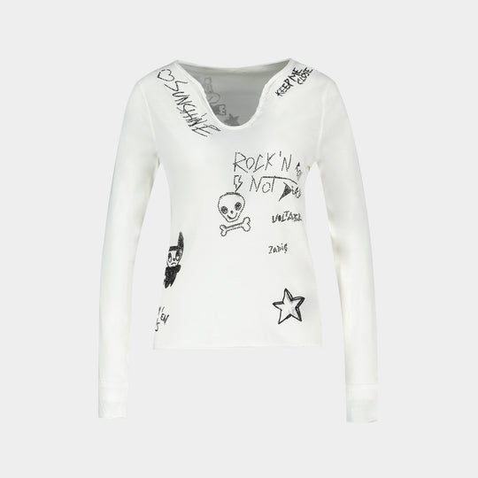 T-Shirt Tunisien Happy - Zadig & Voltaire - Coton - Blanc