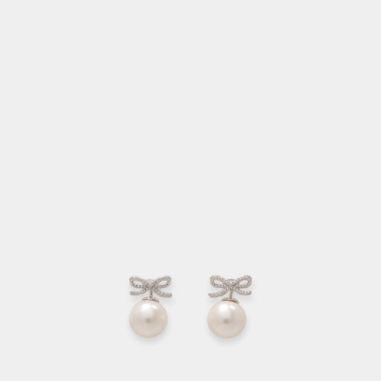 Boucles D'oreilles Crystal Bow Back - SELF PORTRAIT - Perles - Argenté