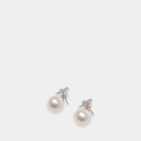 Boucles D'oreilles Crystal Bow Back - SELF PORTRAIT - Perles - Argenté