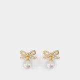 Boucles D'oreilles Bow Pearl - SELF PORTRAIT - Métal - Doré