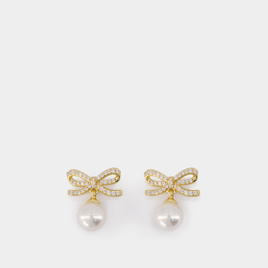 Boucles D'oreilles Bow Pearl - SELF PORTRAIT - Métal - Doré