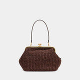 Pochette Large Weave Straw Kisslock 27 - Coach - Cuir - Marron