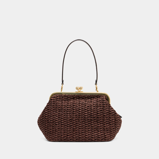 Pochette Large Weave Straw Kisslock 27 - Coach - Cuir - Marron