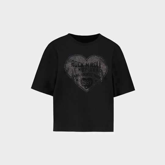 T-Shirt Taida Heart Strass - Zadig & Voltaire - Coton - Noir