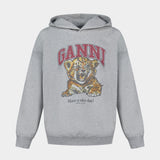 Hoodie Isoli Beaded Baby Tiger Print - Ganni - Coton - Gris