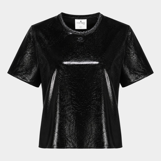 T-Shirt Ss - Courreges - Vinyl - Noir