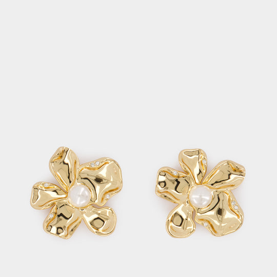Boucles D'oreilles Pearl Flower - SELF PORTRAIT - Métal - Doré