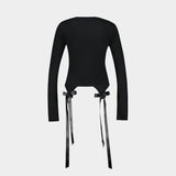 T-Shirt Bow Tail Easy Long Sleeve - Simone Rocha - Synthétique - Noir