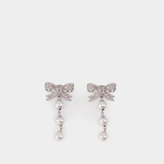 Boucles D'oreilles Bow Droplet - SELF PORTRAIT - Perles - Argenté