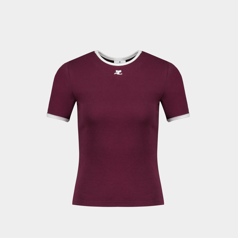 T-Shirt Signature - Courreges - Coton - Bordeaux