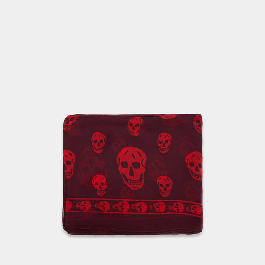 Écharpe Ca Skull - Alexander McQueen - Soie - Bordeaux