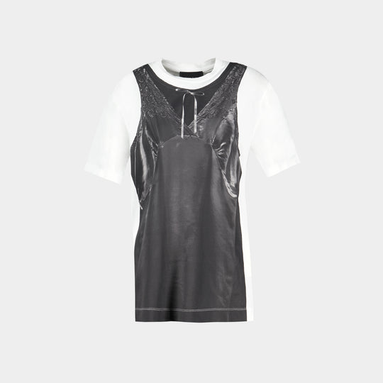 T-Shirt Patchwork Trompe L'oeil - Simone Rocha - Coton - Blanc/Noir