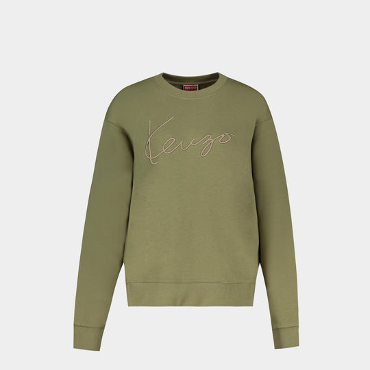 Sweatshirt Signature Classic - Kenzo - Coton - Kaki