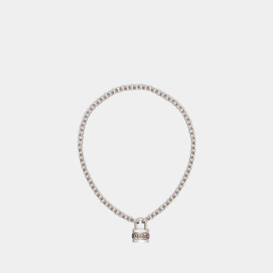 Collier Bb Padlock - Balenciaga - Métal - Argenté