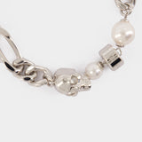 Bracelet Skl & Pearl - Alexander McQueen - Métal - Argenté