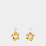 Boucles D'oreilles Flower Pearl Jacket - SELF PORTRAIT - Métal - Doré